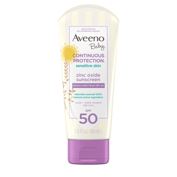 AVEENO® Baby Continuous Protection Sensitive Skin Lotion Zinc Oxide Sunscreen Broad Spectrum SPF 50 Image