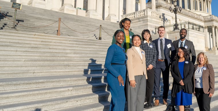 Group photo on steps