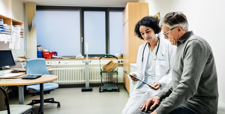 Doctor and patient looking at results