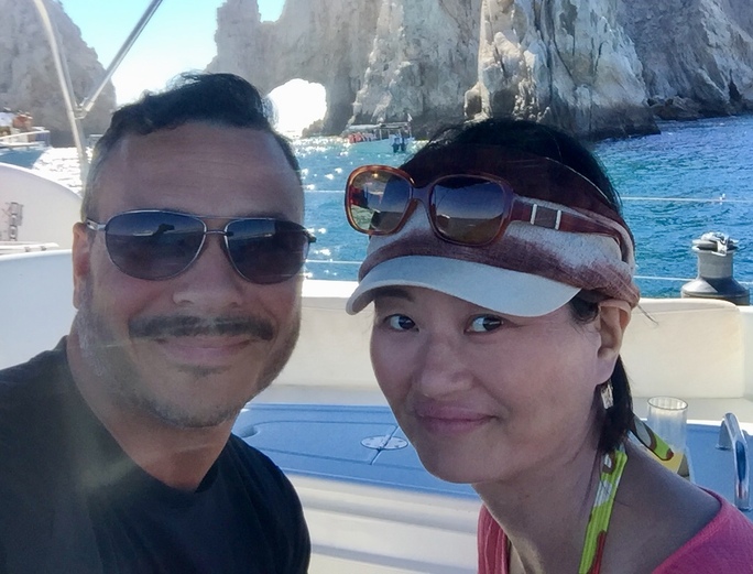 Kuniko, who found eczema relief from biologic Dupixent, pictured with her husband