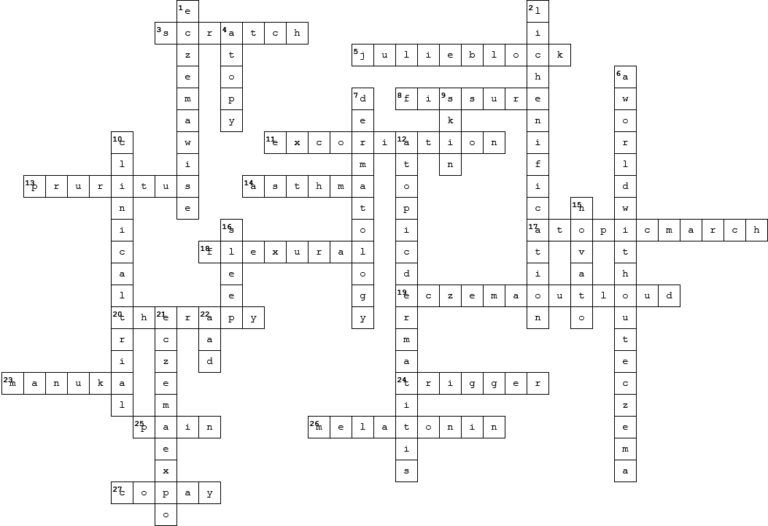 Summer 2022 NEA Magazine Crossword Answers National Eczema Association